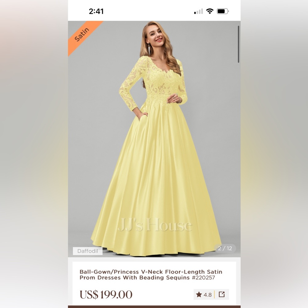 JJ’S House Yellow Puffy sleeved Dress. Prom/ homecoming